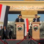 Belgian Prime Minister Alexander De Croo and Prime Minister of Spain Pedro Sanchez hold a press conference at Rafah border crossing in Egypt.