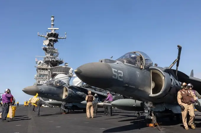 Un Harrier AV-8B de los marines de Estados Unidos derriba siete drones de los rebelde hutís en el Mar Rojo