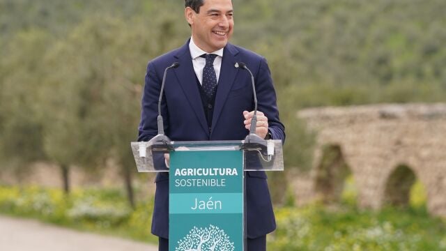El presidente de la Junta de Andalucía, Juanma Moreno, en Jaén