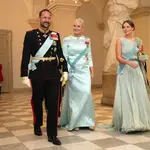  Crown Prince Haakon and Crown Princess Mette-Marit of Norway with their daughter Princess Ingrid Alexandra arrive for a gala dinner on the occasion of Prince Christian&#39;s of Denmark 18th birthday, at Christiansborg Castle in Copenhagen, Denmark