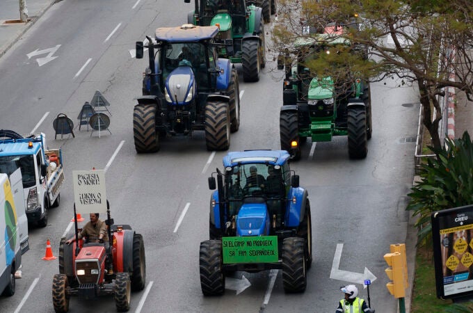 Tractores de toda Mallorca participan en una tractorada que recorre las calles de Palma para defender el campo balear
