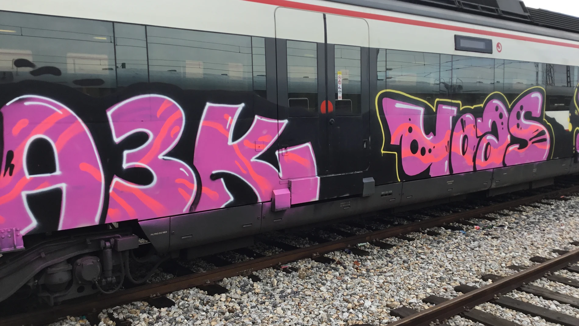 Tren con grafitiRENFE19/02/2024