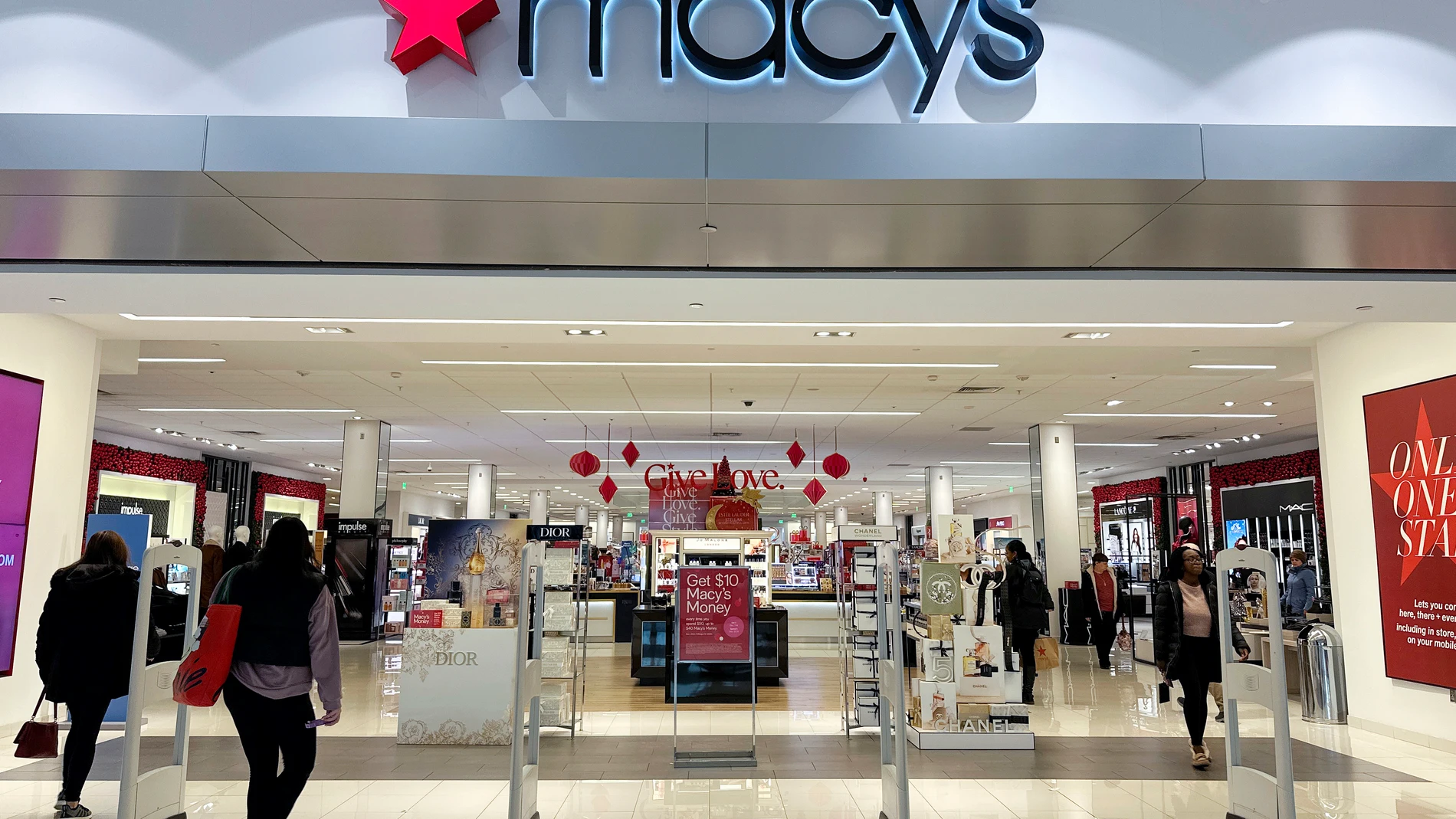 FILE - A Macy's department store is in Bay Shore, Long Island, New York, on Tuesday, Dec. 12, 2023. Arkhouse Management is nominating nine people for Macy’s board of directors, igniting a proxy battle after the department store operator rejected a $5.8 billion takeover offer from the investment firm and Brigade Capital Management. Macy’s Inc. said Tuesday, Feb. 20, 2024, that it had been seeking additional financing information from Arkhouse and Brigade to possibly advance talks with its boar...