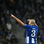 FC Porto's Portuguese defender #03 Pepe celebrates scoring his team's fourth goal during the UEFA Champions League Group H football match between FC Porto and FC Shakhtar Donetsk at the Dragao stadium in Porto on December 13, 2023.