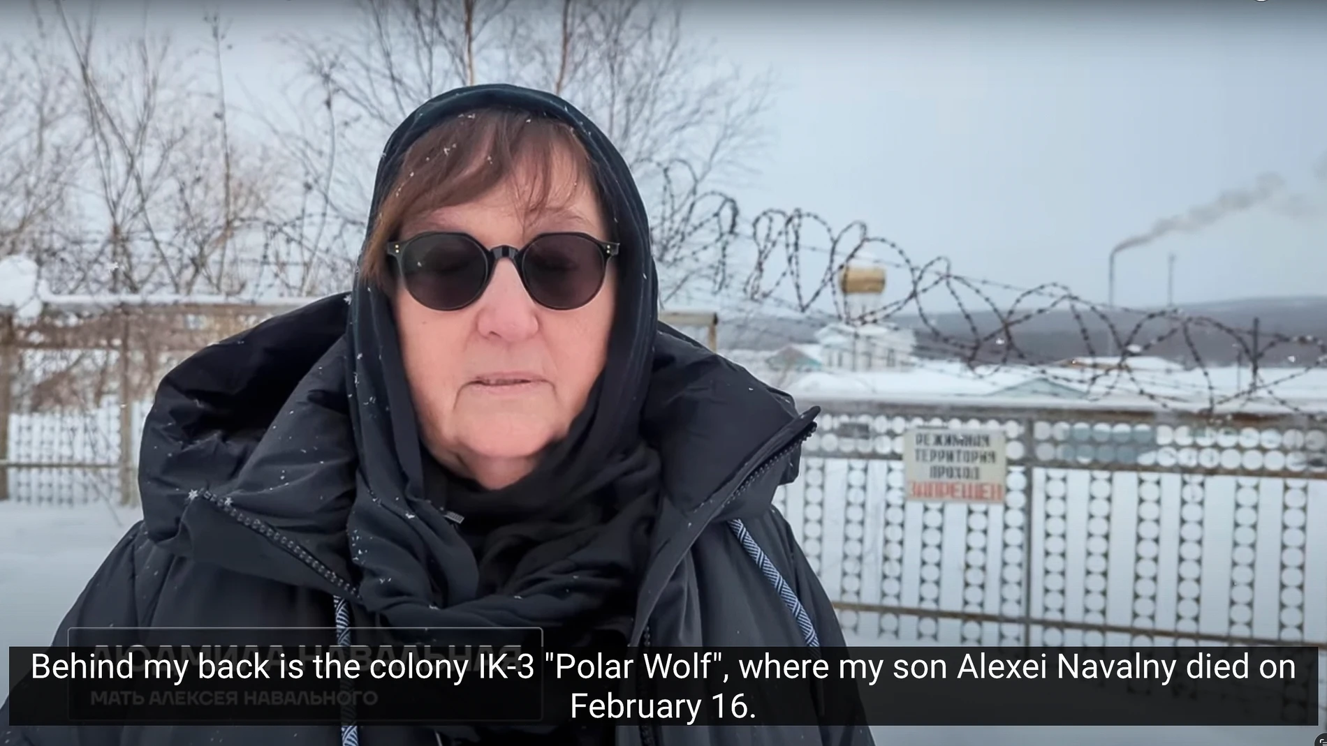In this grab taken from video provided by the Navalny Team on Tuesday. Feb. 20, 2024, Russian Opposition Leader Alexei Navalny's mother Lyudmila Navalnaya speaks, near the prison colony in the town of Kharp, Russia. The mother of Russian opposition leader Alexei Navalny appealed to President Vladimir Putin to intervene and turn her son’s body over to her so she can bury him with dignity. Lyudmila Navalnaya, who has been trying to get his body since Saturday, appeared in a video outside the Ar...