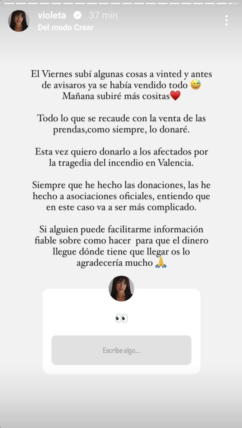 El gesto de Violeta Mangriñán con las víctimas del incendio en Valencia