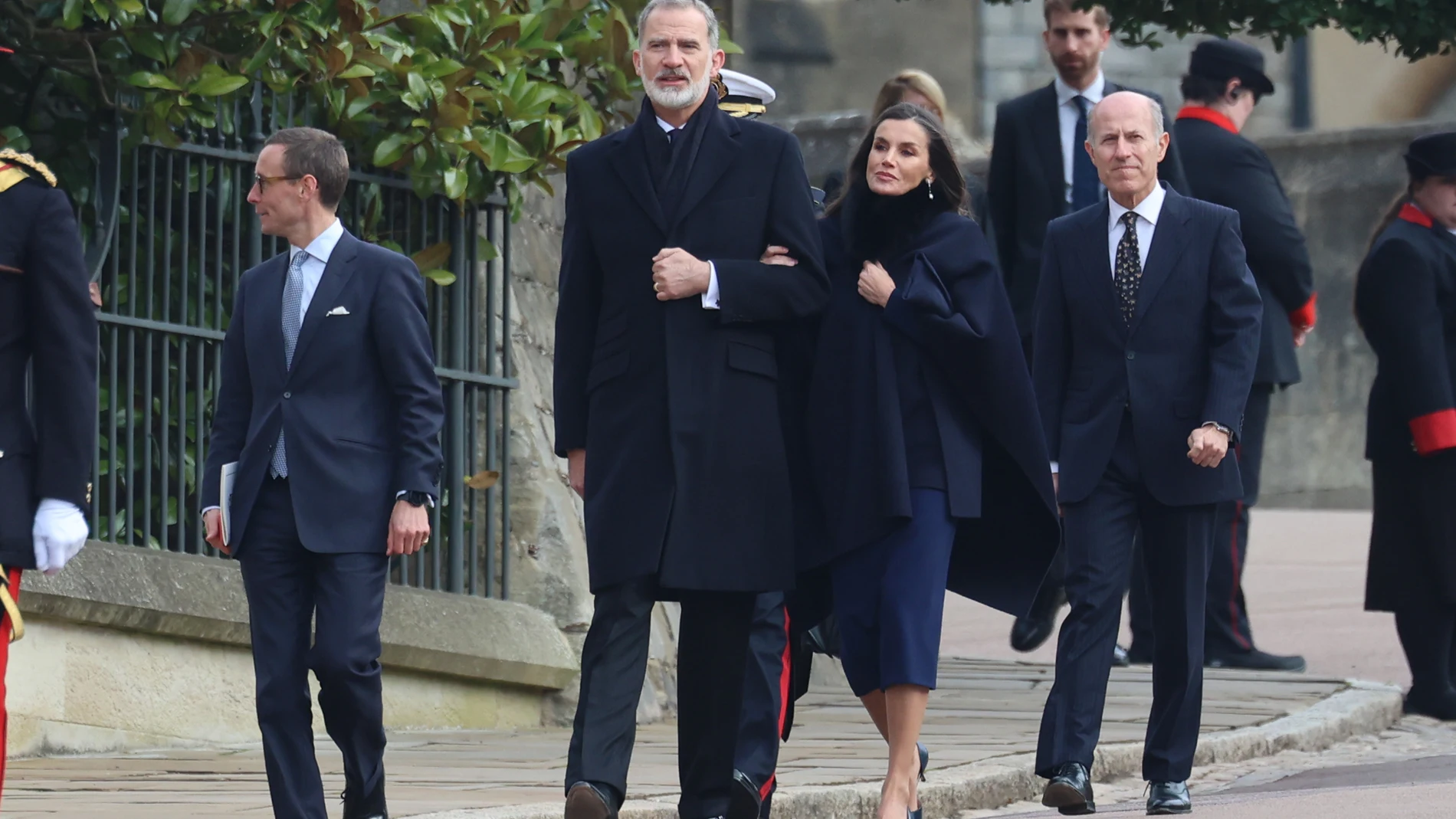 El rey Felipe VI y la reina Letizia llegando al funeral por Constantino de Grecia en el Palacio de Windsor, a 27 de febrero de 20254, en Londres (Reino Unido). FUNERAL;CONSTANTINO DE GRECIA;LONDRES;PALACIO DE WINDSOR;27 FEBRERO 2024 Raúl Terrel / Europa Press 27/02/2024