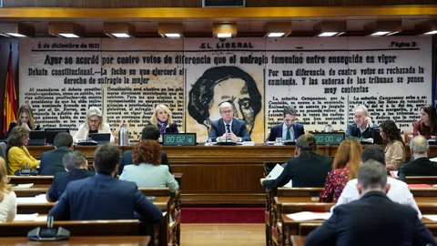 La presidenta interina del Consejo de Administración de la Corporación RTVE, Elena Sánchez Caballero, comparece en la Comisión Mixta del Senado