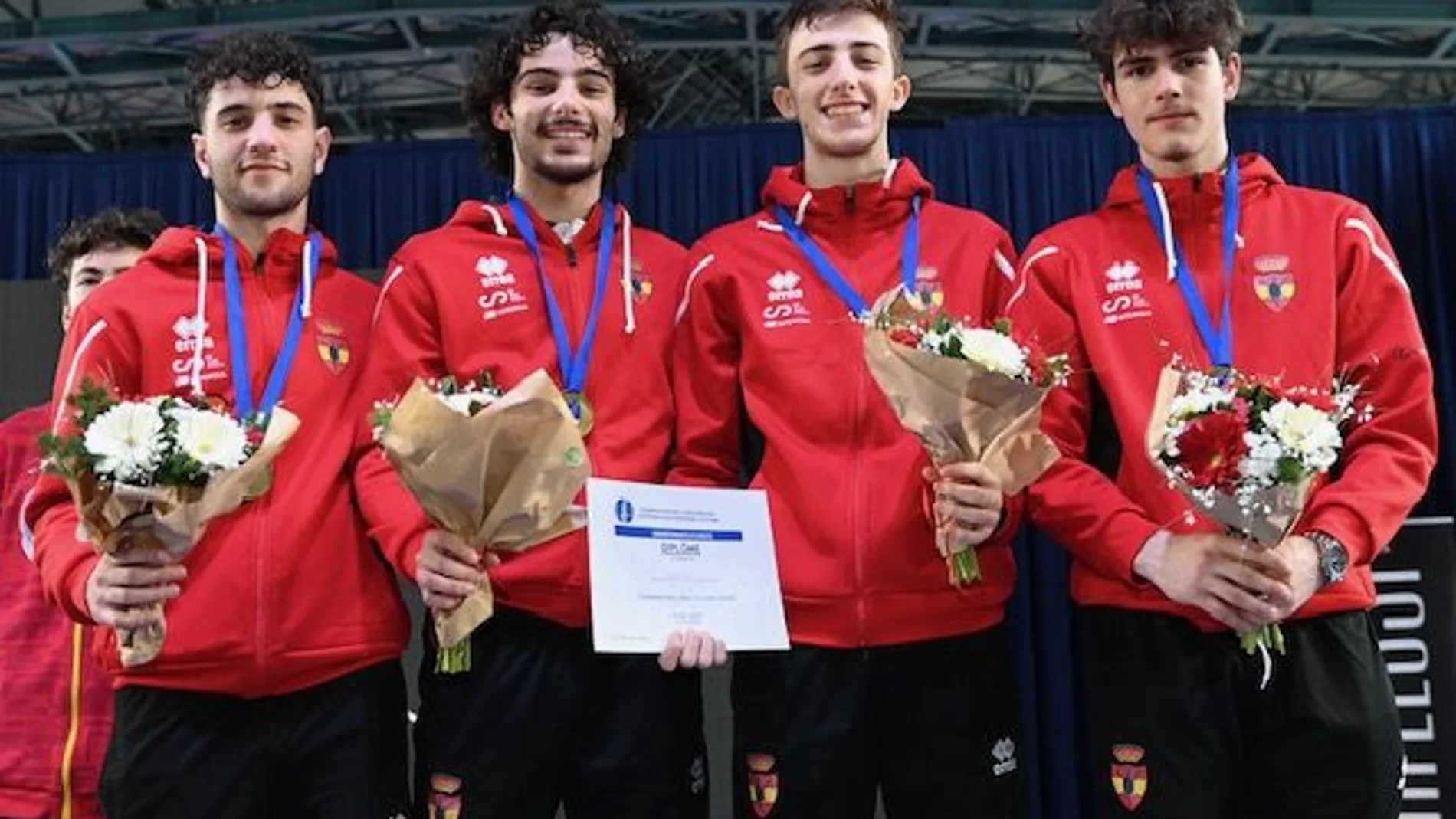 El equipo español de sable masculino, bronce en el Europeo