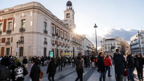 La que fuera Real Casa de Correos, en la Puerta del Sol de Madrid, ayer por la tarde