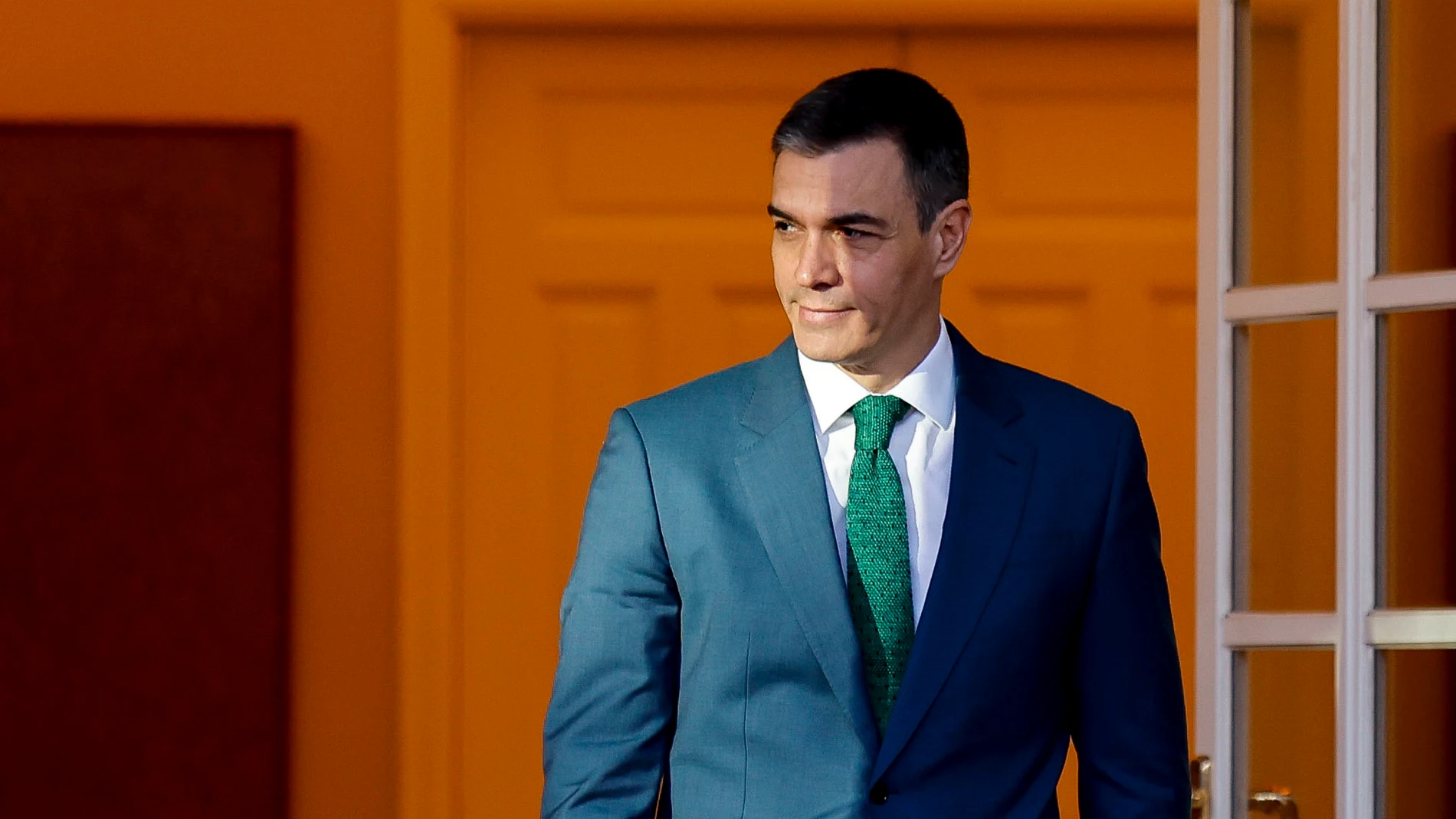 MADRID, 01/03/2024.- El presidente del Gobierno, Pedro Sánchez, recibe este viernes en La Moncloa a la presidenta del Parlamento Europeo, Roberta Metsola. EFE/ Mariscal