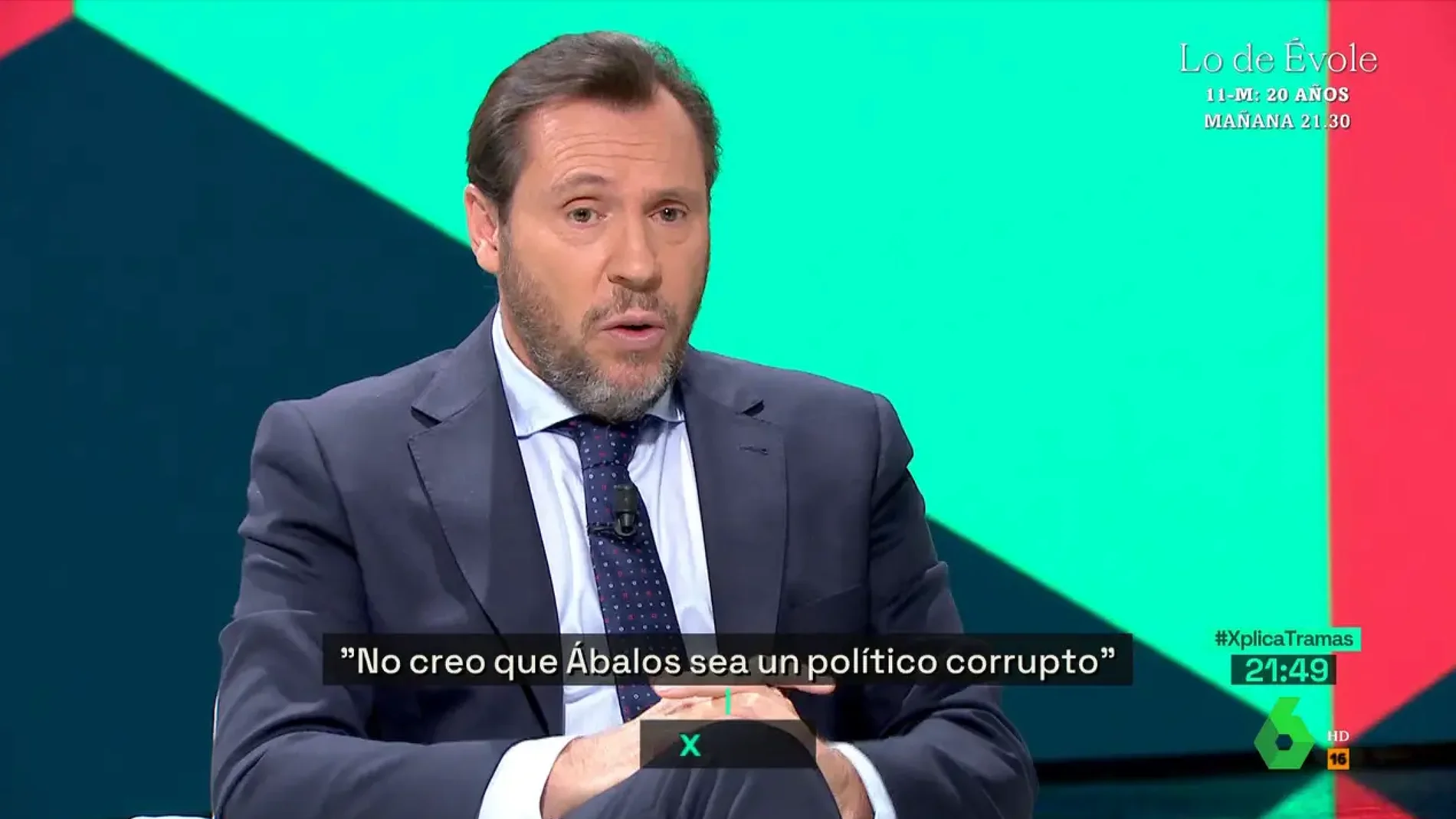 El ministro de Transportes, Óscar Puente, durante su entrevista en televisión
