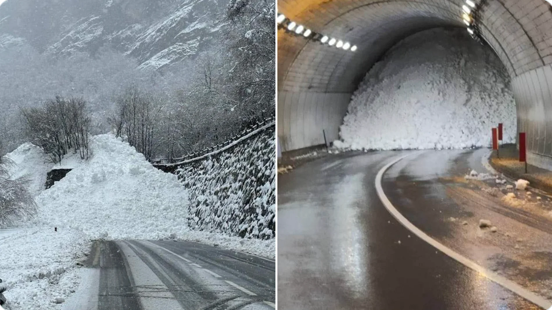 Un túnel fue cerrado debido a una gran avalancha en Gressoney-Saint-Jean, región italiana del Valle de Aosta