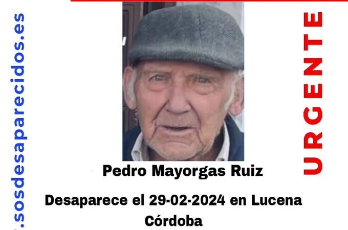 Córdoba.- Sucesos.- Piden colaboración ciudadana para la búsqueda del varón de 83 años desparecido en Lucena