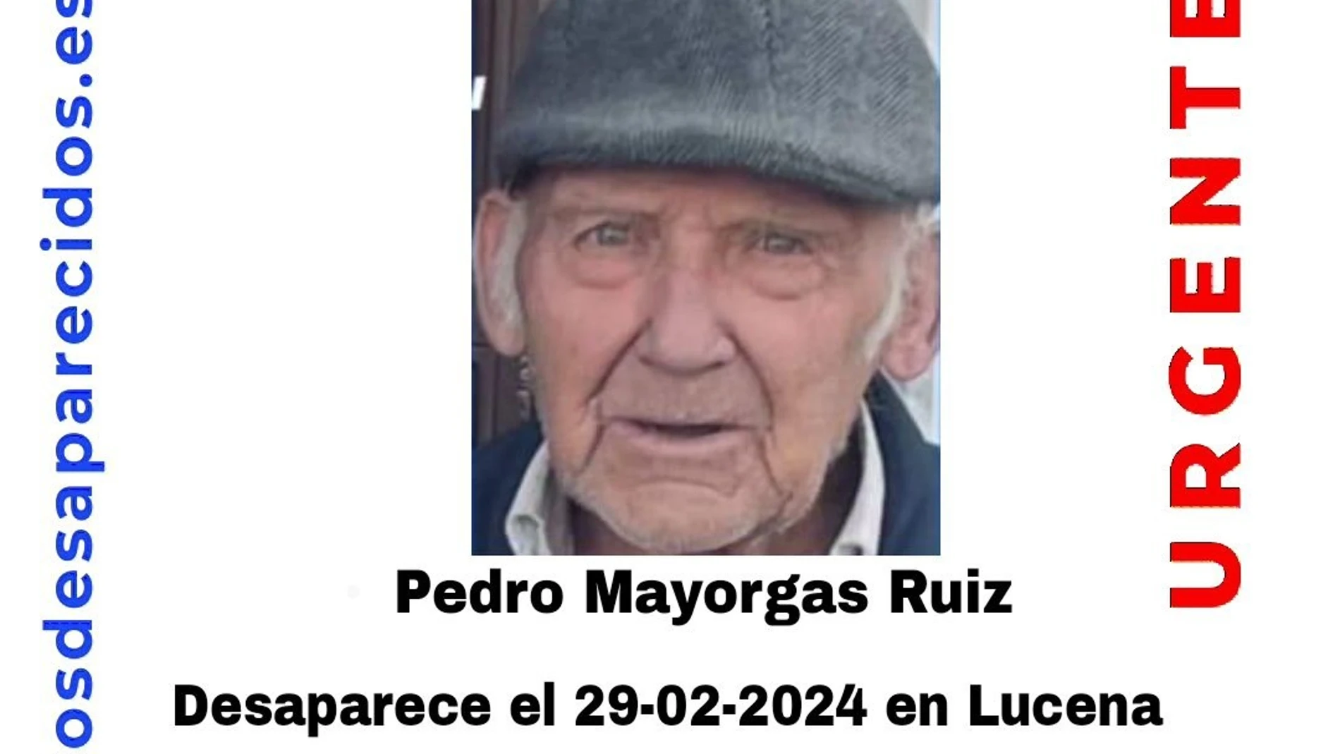 Pedro Mayorgas Ruiz, el vecino de 83 años desaparecido desde el jueves 29 de febrero en Lucena.SOS DESAPARECIDOS/AYUNTAMIENTO D05/03/2024