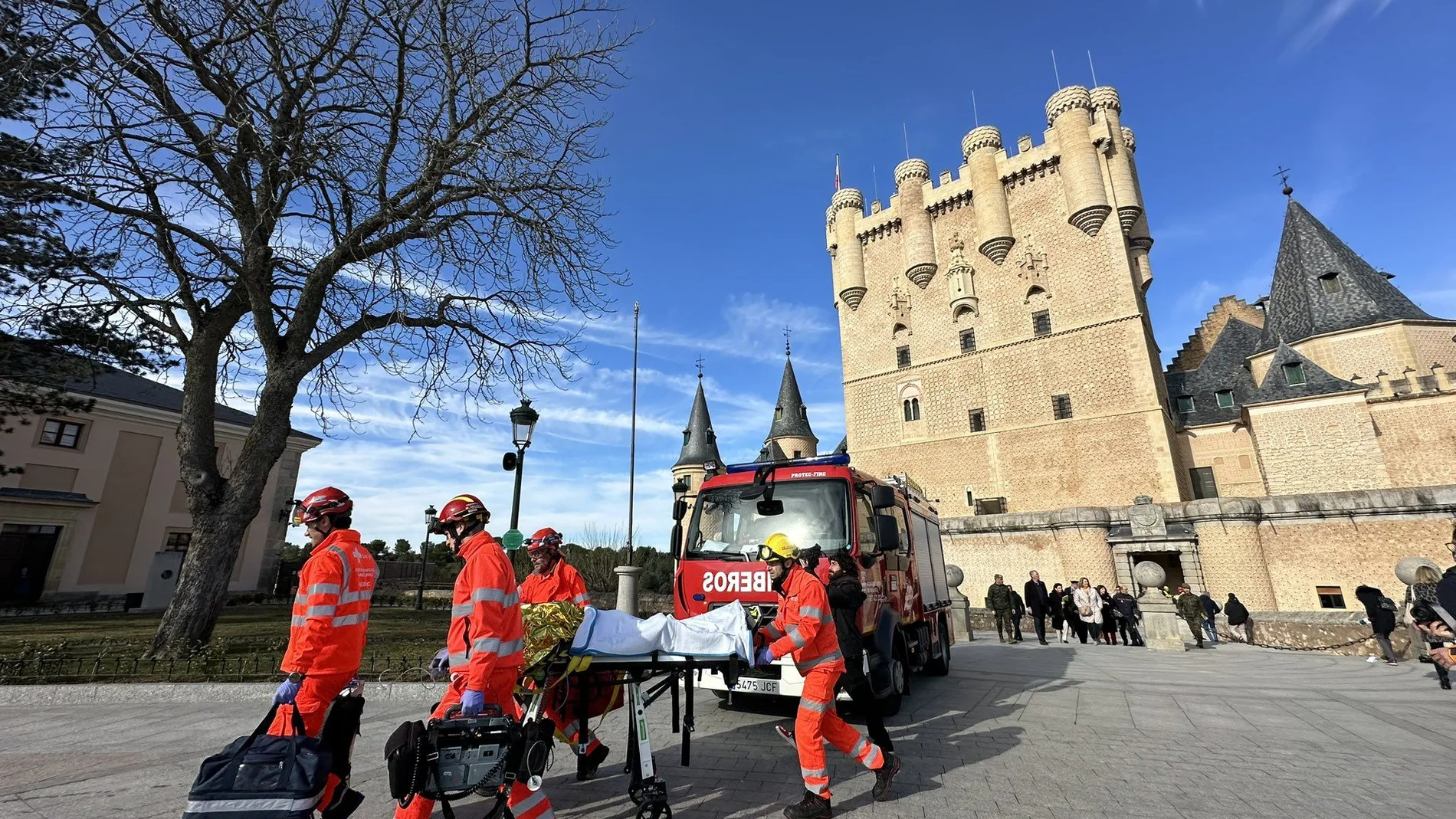 Simulacro de incendio en el Alcázar de Segovia