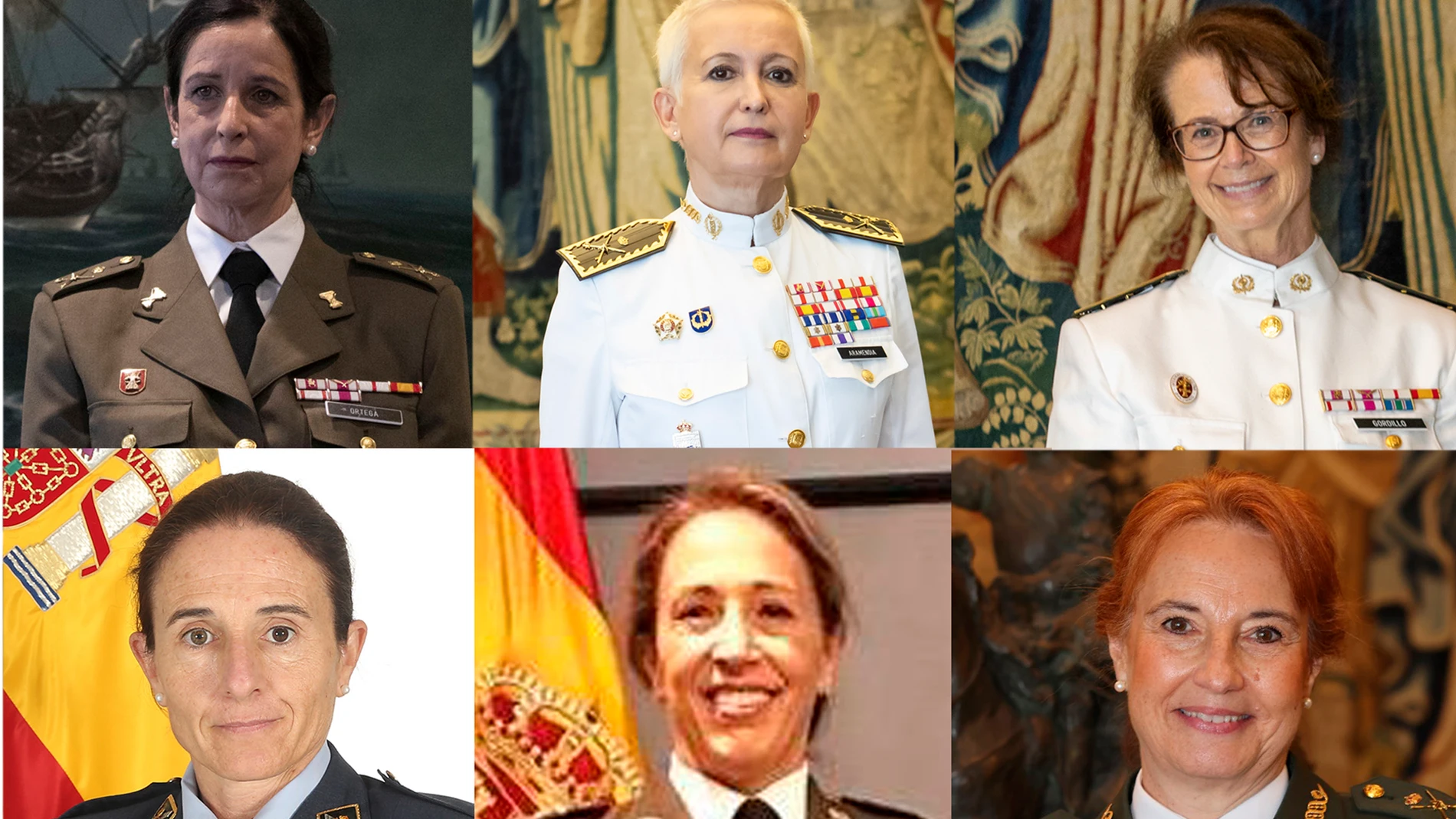 Las seis generales que ya hay en las Fuerzas Armadas: Ortega, Aramendía, Gordillo, Gutiérrez, Manzanera y Ruiz