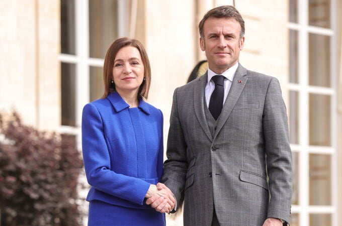 French President Macron meets Moldovan President Maia Sandu