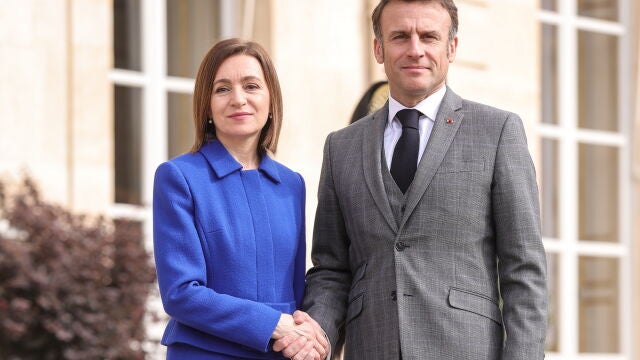 French President Macron meets Moldovan President Maia Sandu