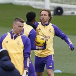 Luka Modric en el entrenamiento del Real Madrid
