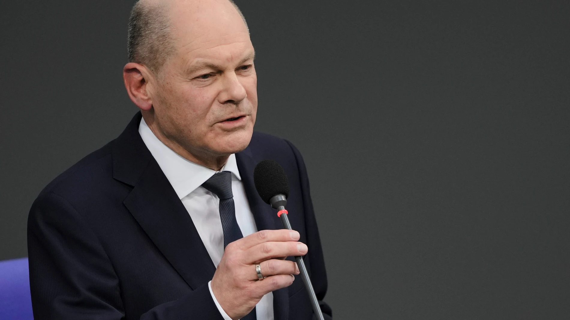 German Chancellor Olaf Scholz answers questions from lawmakers at the German parliament Bundestag in Berlin, Wednesday, March 13, 2024. (AP Photo/Markus Schreiber)