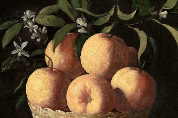 Detalle de "Bodegón con cidras, naranjas y rosa", de Zurbarán