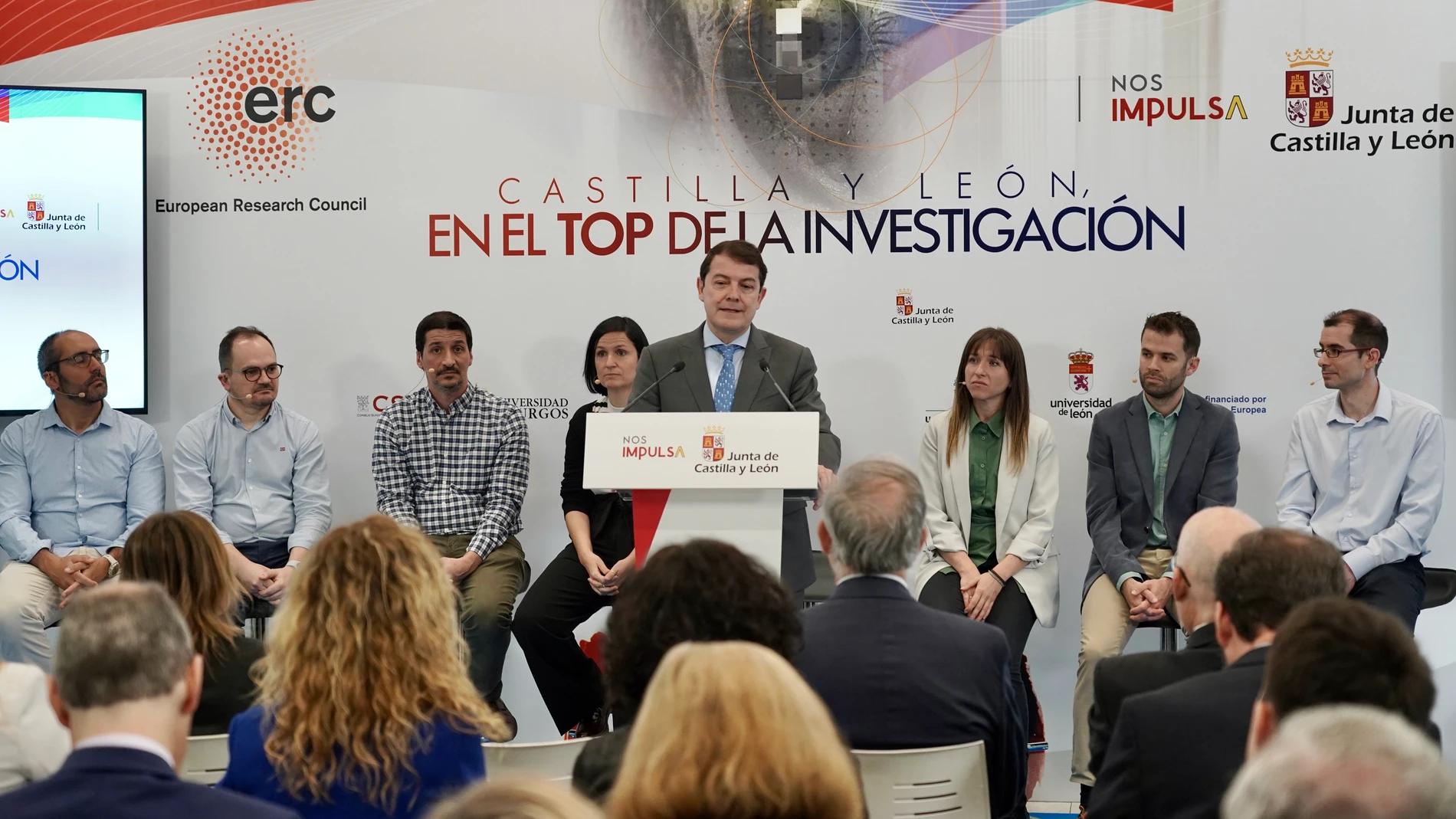 Mañueco durante el acto con investigadores celebrado en Valladolid