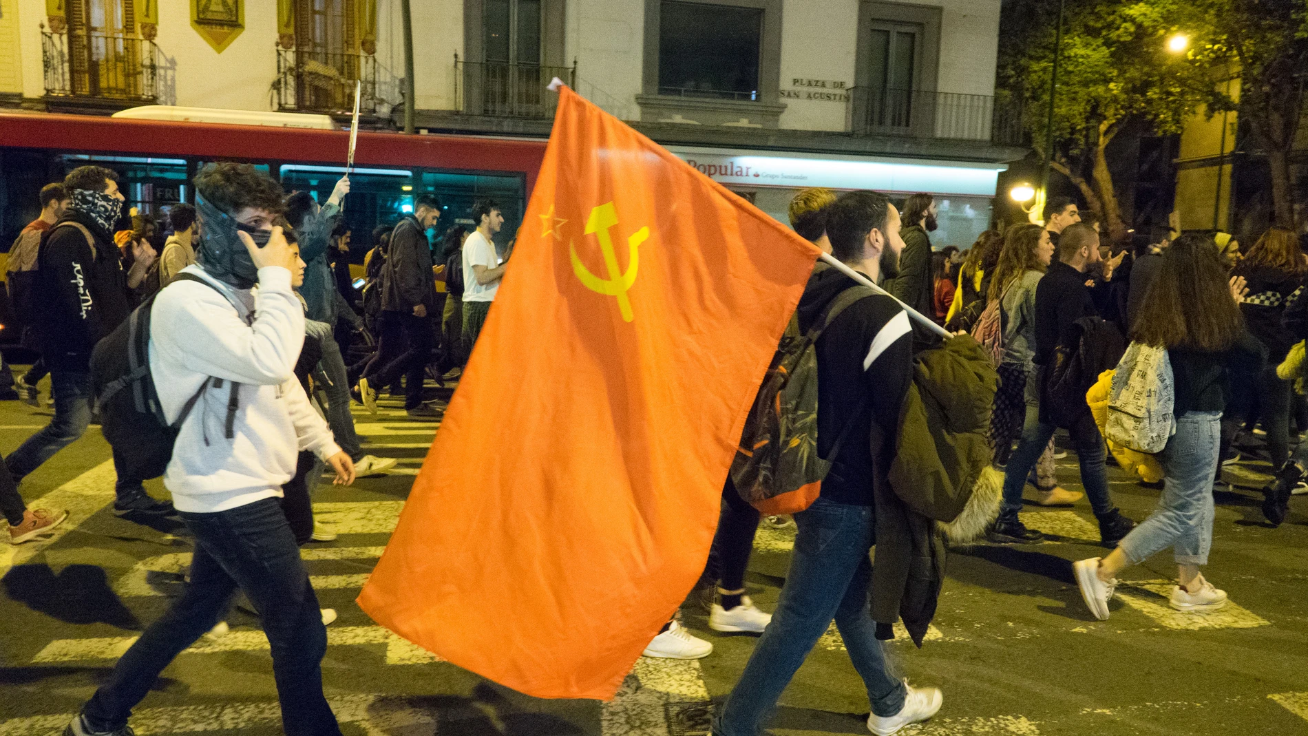 Manifestación antifascista por las calles de Sevilla durante diciembre de 2018, tras las elecciones autonómicas