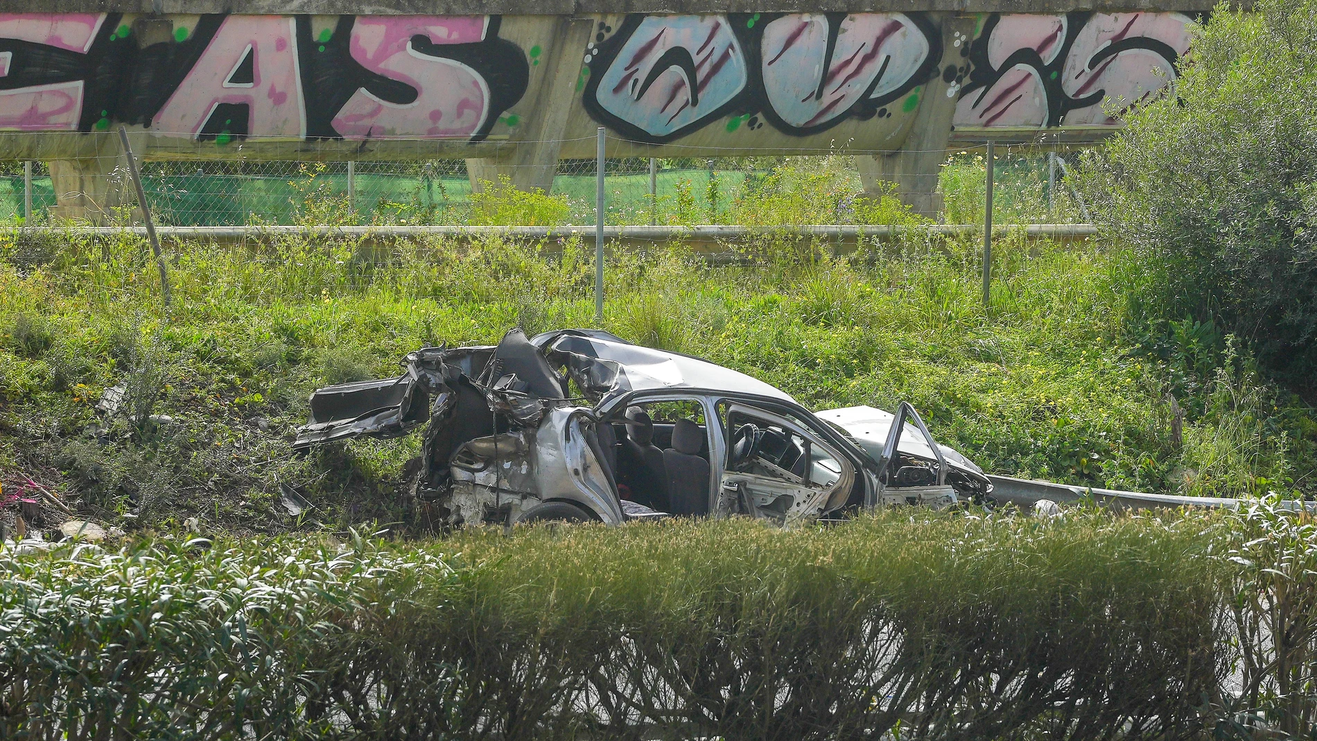 Uno de los vehículos accidentados en la AP4