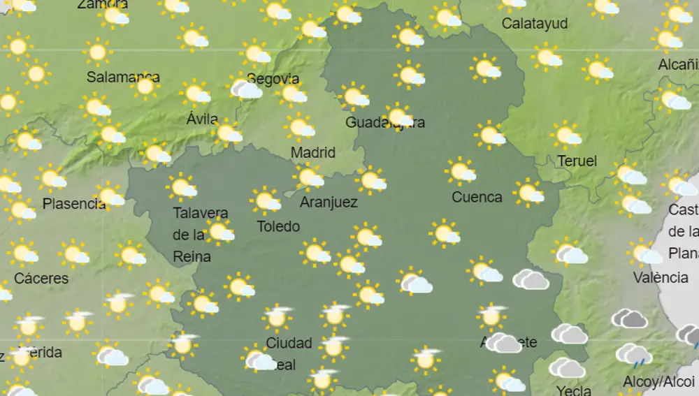 Predicción general del tiempo en Castilla-La Mancha para el domingo 24 de marzo
