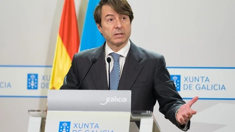 El conselleiro de Hacienda, Miguel Corgos, hoy en su comparecencia ante los medios.