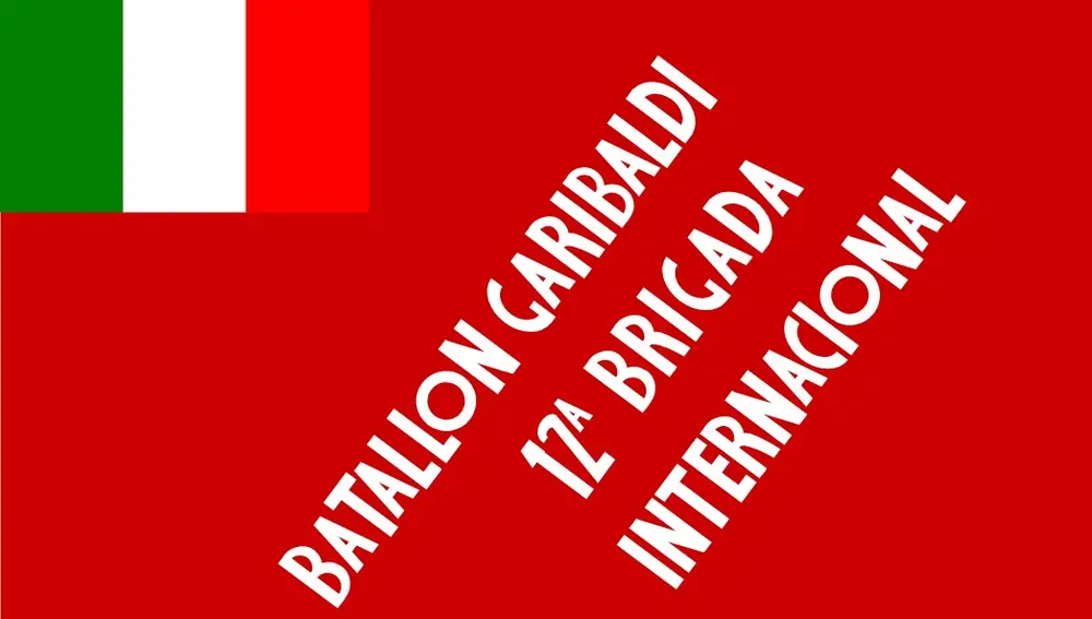 Bandera del Batallón Garibaldi, encuadrado en la XII Brigada Internacional