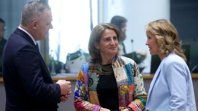La ministra Teresa Ribera, hoy, en Bruselas