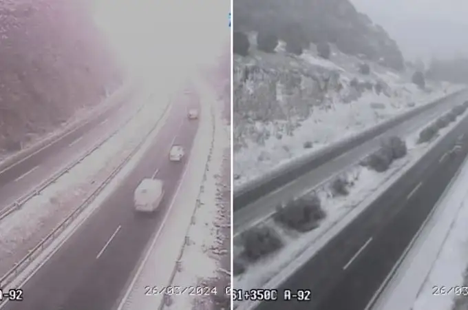 La nieve complica el tráfico en varias carreteras durante Semana Santa, tres de la red principal