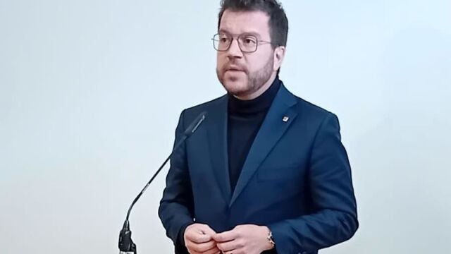 El presidente de la Generalitat, Pere Aragonès, en declaraciones tras visitar el Barnahus de Vilanova i la Geltrú (Barcelona)