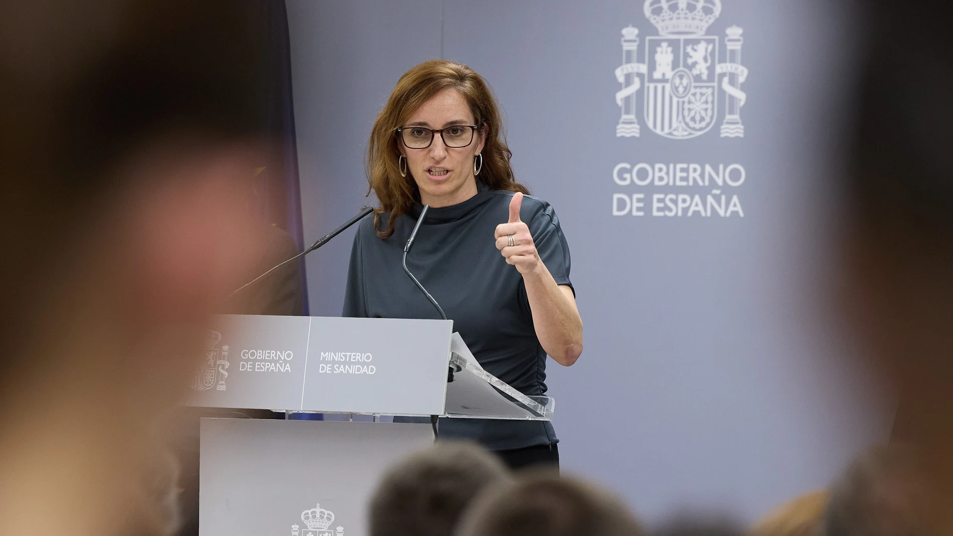 La ministra de Sanidad, Mónica García, ofrece una rueda de prensa, en el Ministerio de Sanidad, a 22 de marzo de 2024, en Madrid (España). 