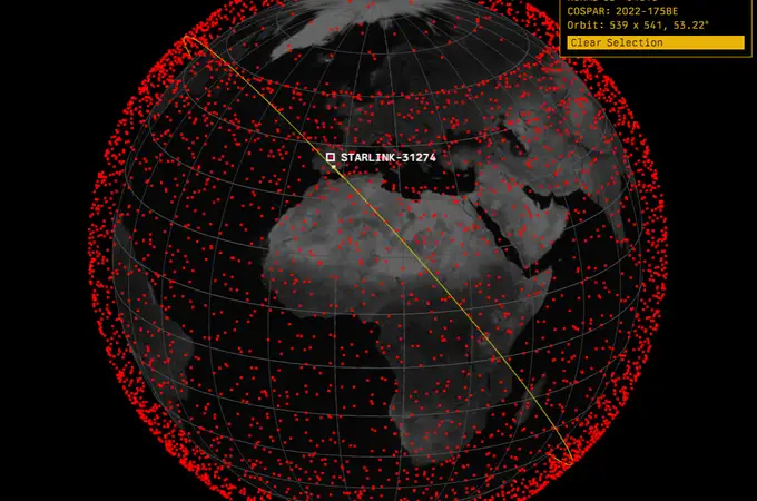 Un mapa en tiempo real de los satélites de Starlink orbitando la Tierra