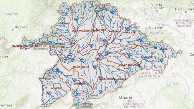 Mapa de la situación en la Cuenca del Duero este Sábado Santo