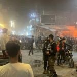La Policía patrulla el mercado de la ciudad siria de Azaz tras la explosión