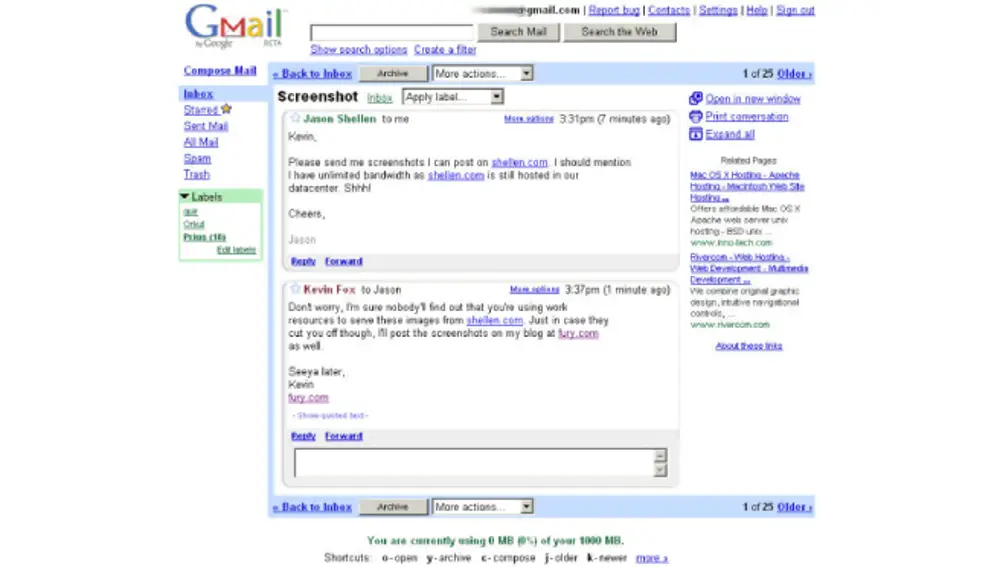 Gmail en 2004.