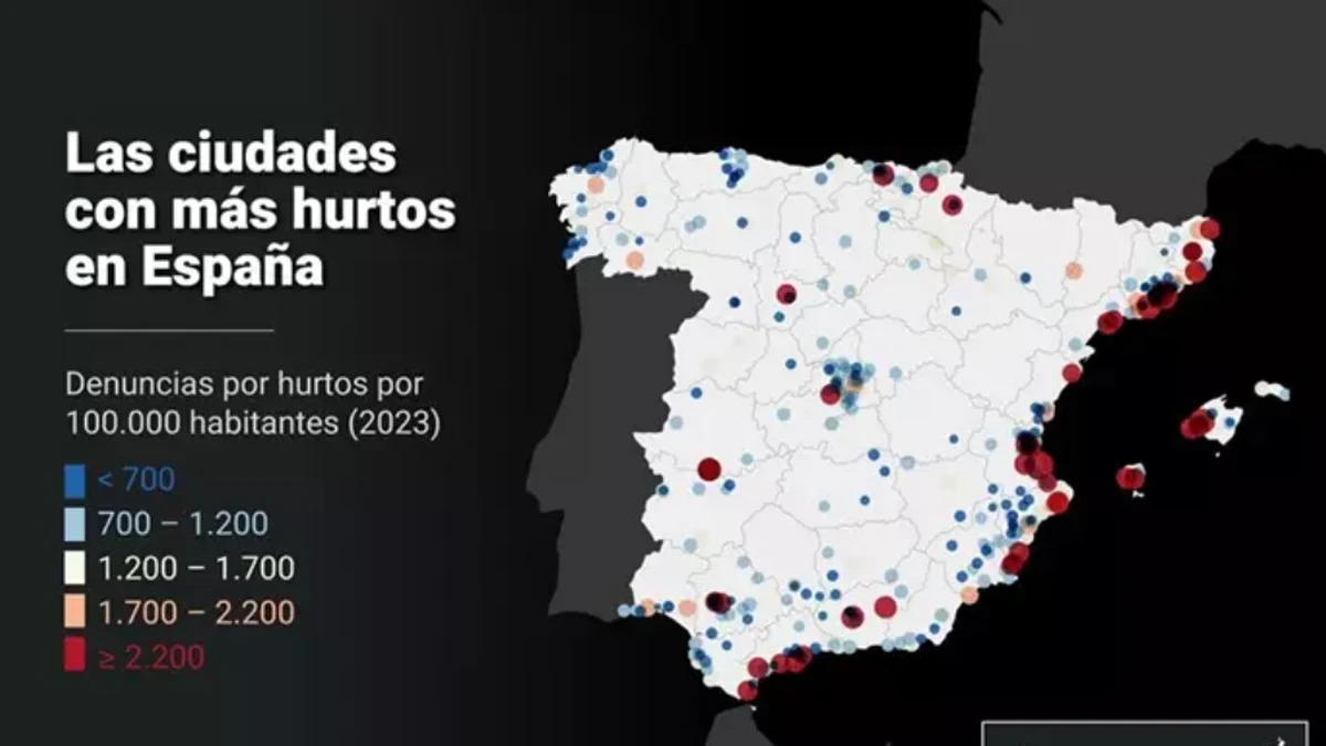 Consulta en este mapa interactivo cuántos hurtos se producen en tu municipio