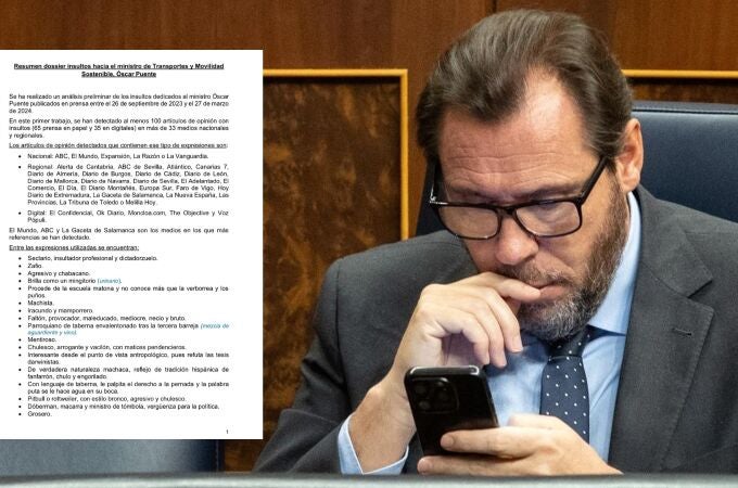 Resumen dossier insultos hacia el ministro de Transportes y Movilidad Sostenible, Óscar Puente