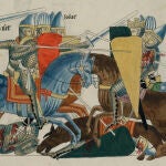 Caballeros medievales en una batalla en la Edad Media