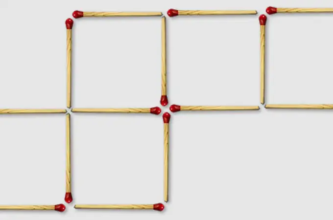 Desafía tu inteligencia moviendo dos cerillas para formar cuatro cuadrados iguales en menos de dos minutos