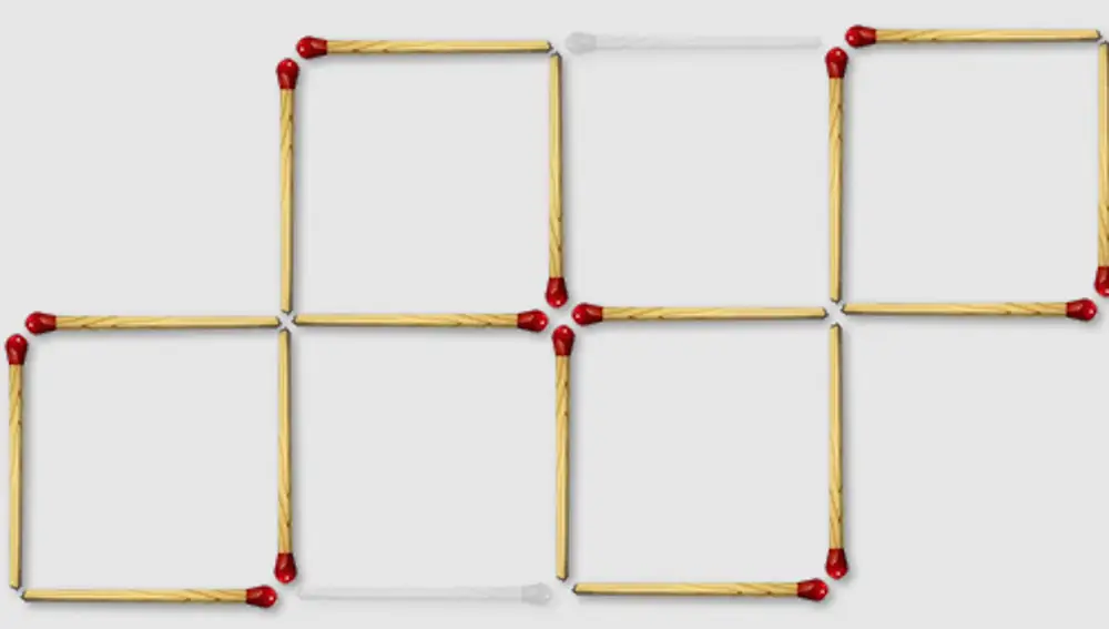 Así es cómo había que mover las cerillas para formar cuatro cuadrados iguales
