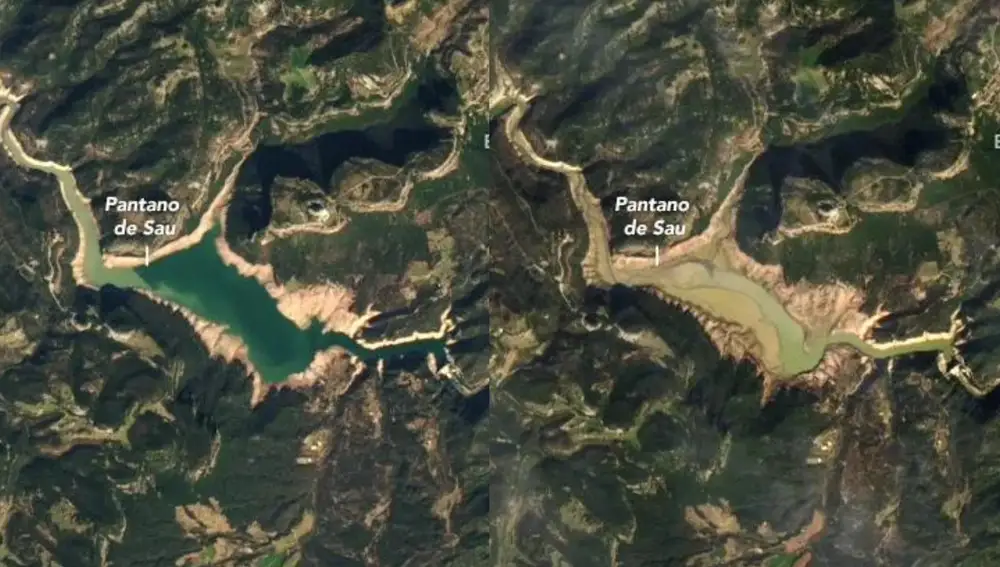 La NASA alerta de la gravedad de la sequía en Cataluña: así se ven los embalses desde el espacio