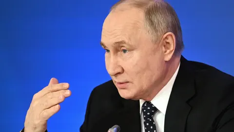 Russian President Putin attends Independent Trade Unions Congress in Moscow