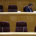 MADRID, 08/04/2024.- El presidente de la Generalitat, Pere Aragonès, en la sesión de la Comisión General de Comunidades Autónomas celebrada este lunes en el Senado en la que se debate la ley de amnistía. EFE/Mariscal