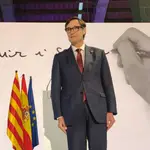 El candidato del PSC a la Presidencia de la Generalitat, Salvador Illa, en la conferencia &#39;Unir i servir&#39;