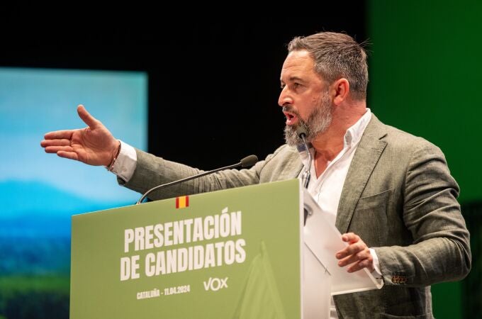 El presidente de Vox, Santiago Abascal, en un acto de presentación de las listas a las elecciones catalanas en Terrassa (Barcelona)